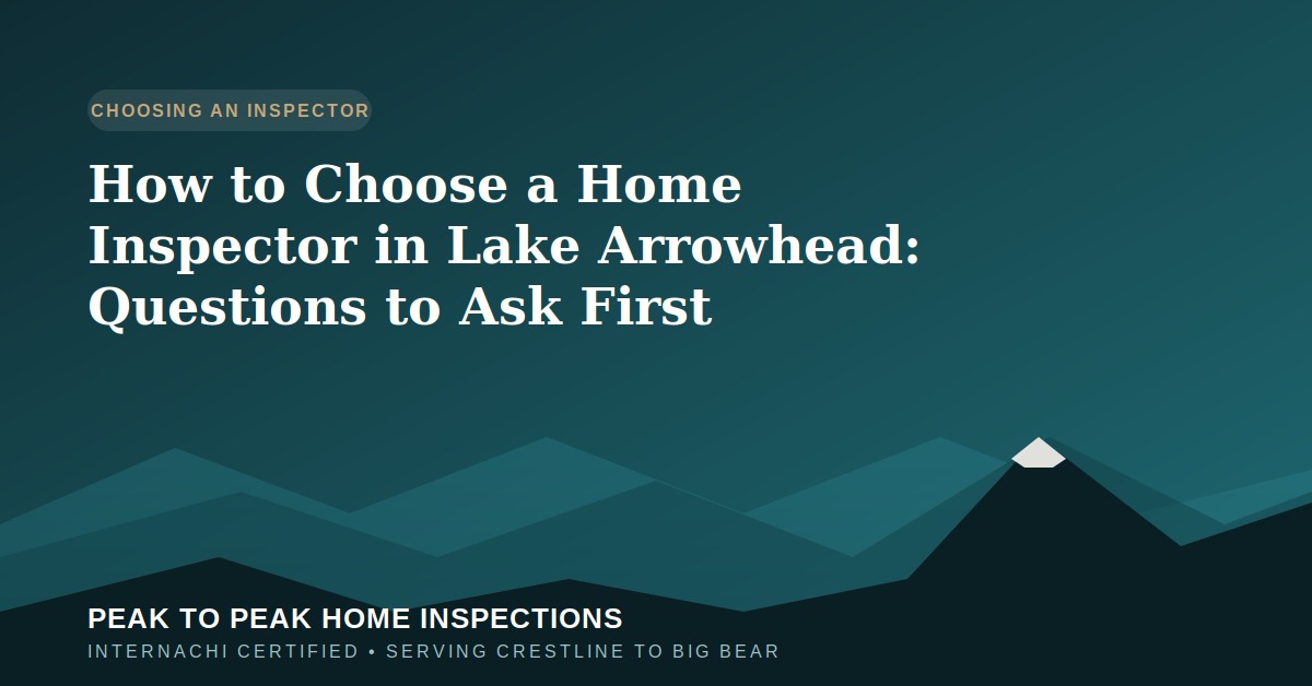 How to Choose a Home Inspector in Lake Arrowhead